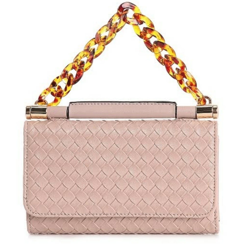 Violet Ray Enamel Basketweave Crossbody Wallet